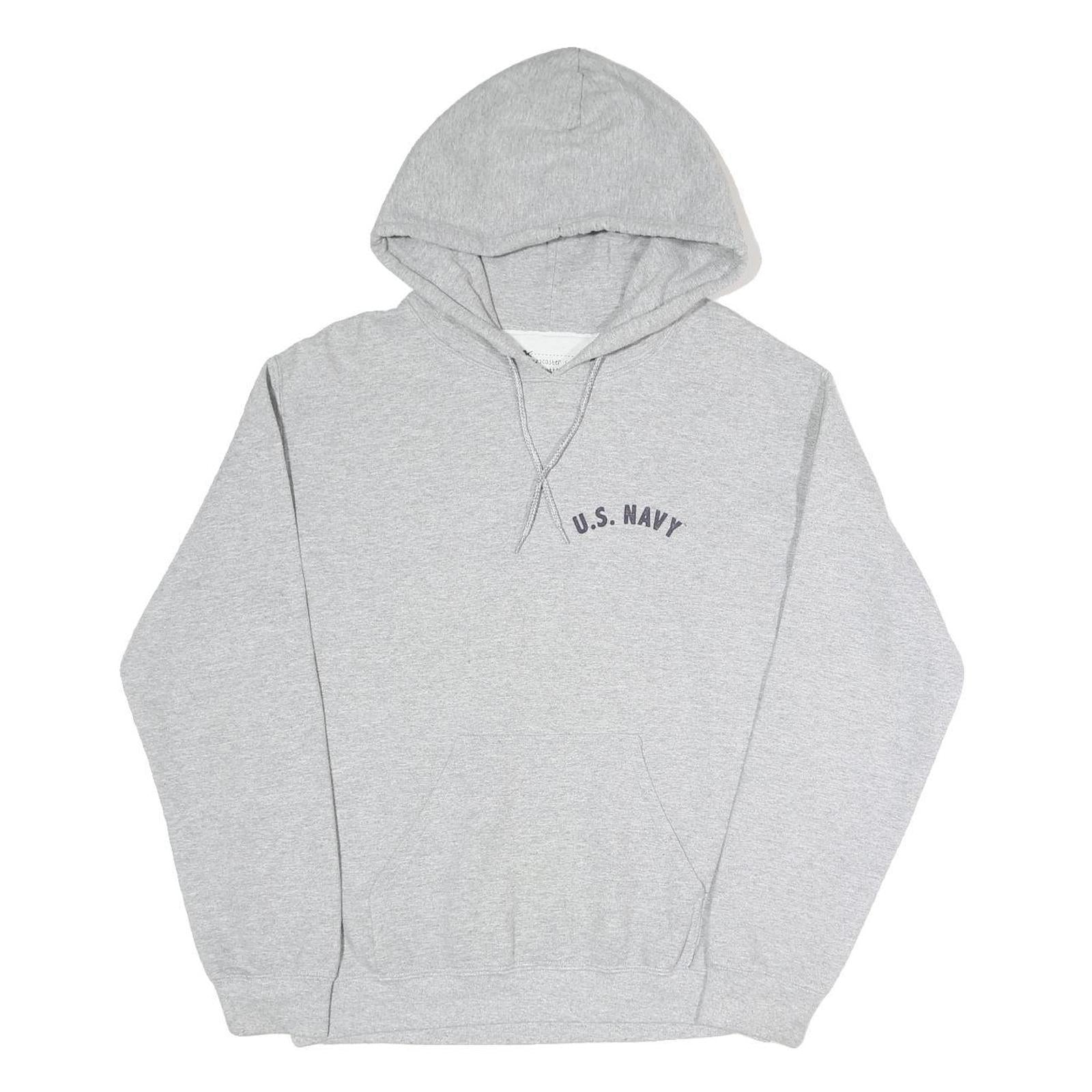 Mens Grey U.S. Navy Pullover Hoodie S Cotton Blend Military Style