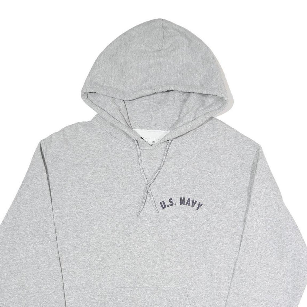 Mens Grey U.S. Navy Pullover Hoodie S Cotton Blend Military Style