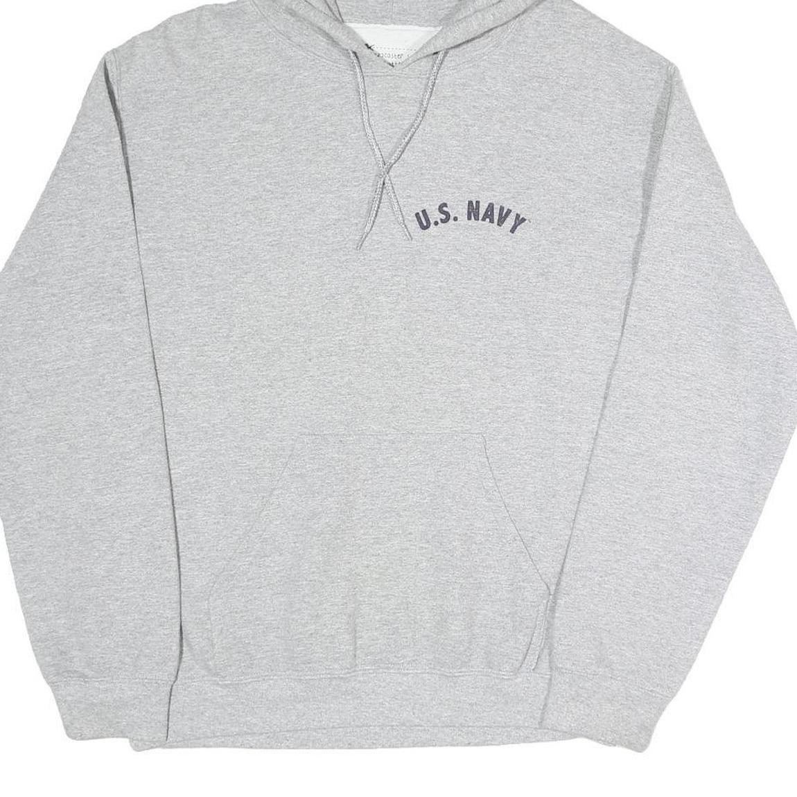 Mens Grey U.S. Navy Pullover Hoodie S Cotton Blend Military Style