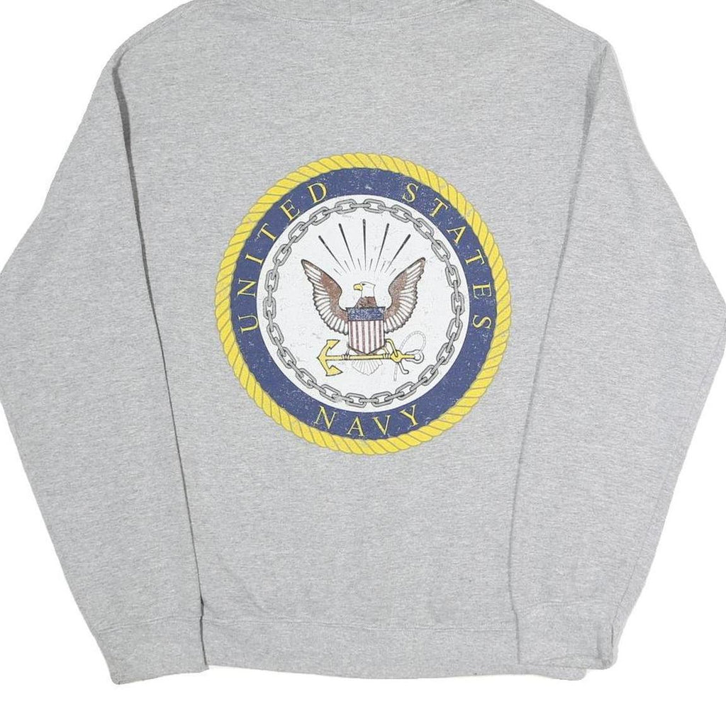 Mens Grey U.S. Navy Pullover Hoodie S Cotton Blend Military Style