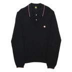 PRETTY GREEN Mens Black Polo Shirt Long Sleeve Plain M Cotton Casual Classic