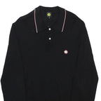 PRETTY GREEN Mens Black Polo Shirt Long Sleeve Plain M Cotton Casual Classic