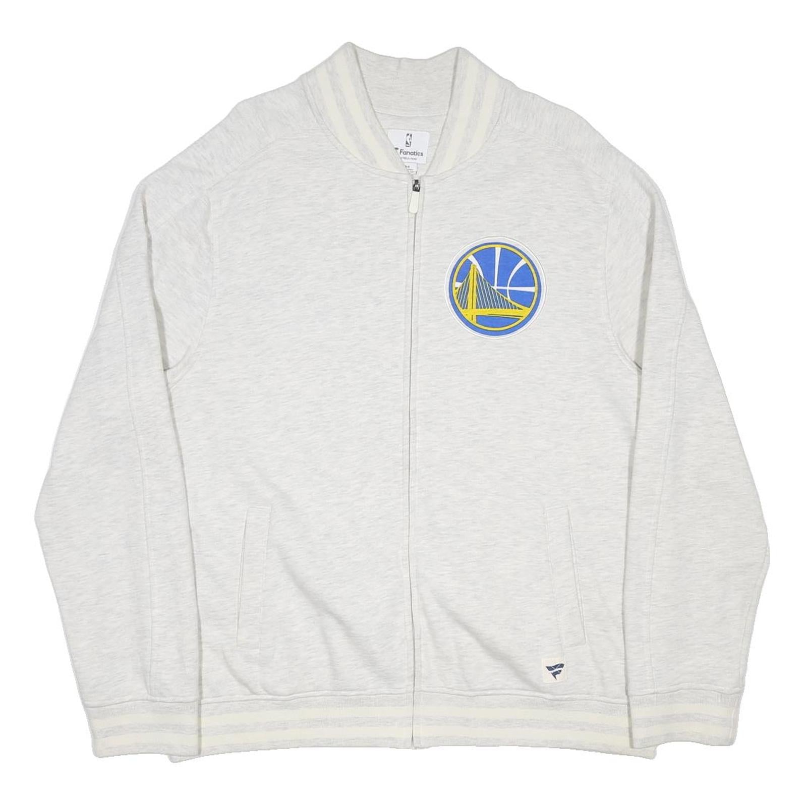 FANATICS Mens White Warriors Jacket L Polycotton Zip Plain Sportswear