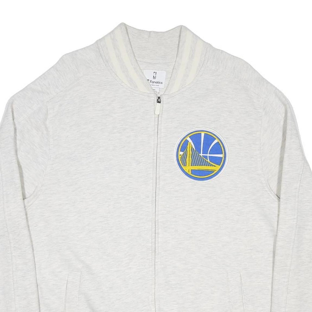 FANATICS Mens White Warriors Jacket L Polycotton Zip Plain Sportswear