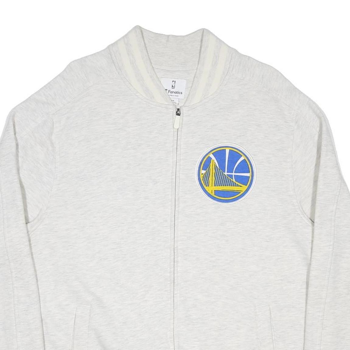 FANATICS Mens White Warriors Jacket L Polycotton Zip Plain Sportswear