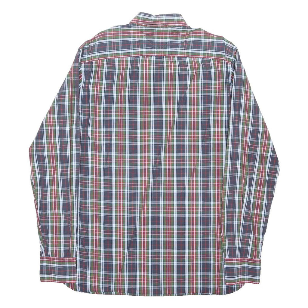 TOMMY HILFIGER Mens Blue Green Red Check Shirt M Cotton Blend Classic Casual