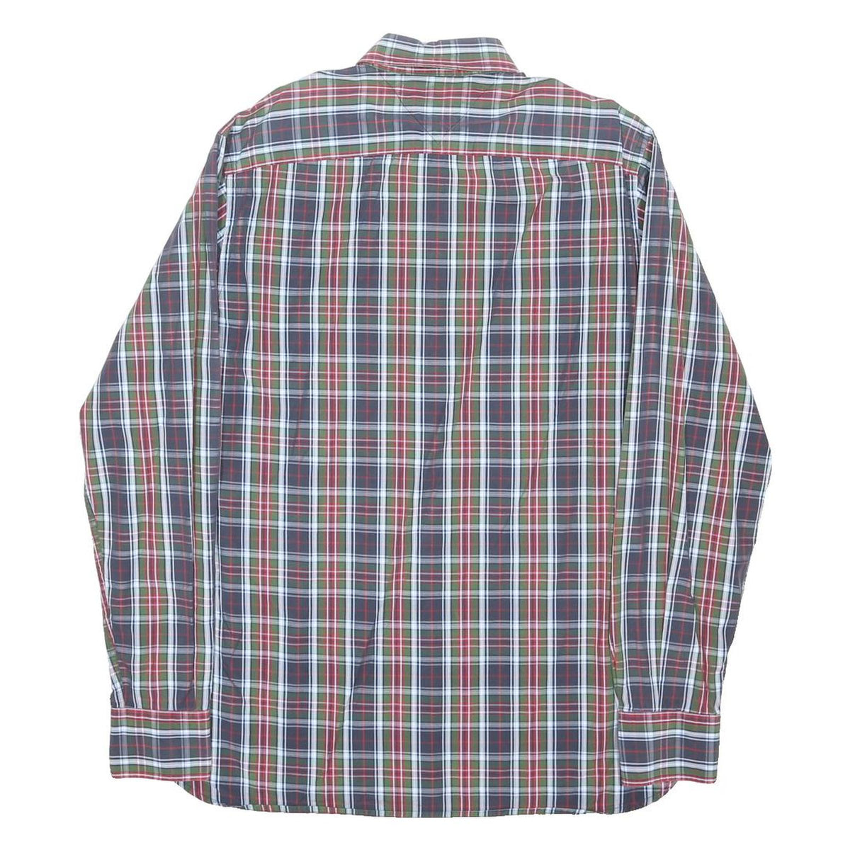 TOMMY HILFIGER Mens Blue Green Red Check Shirt M Cotton Blend Classic Casual
