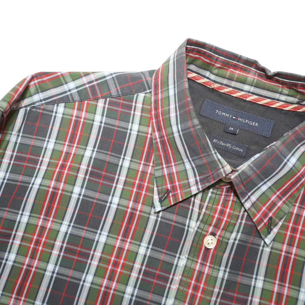 TOMMY HILFIGER Mens Blue Green Red Check Shirt M Cotton Blend Classic Casual