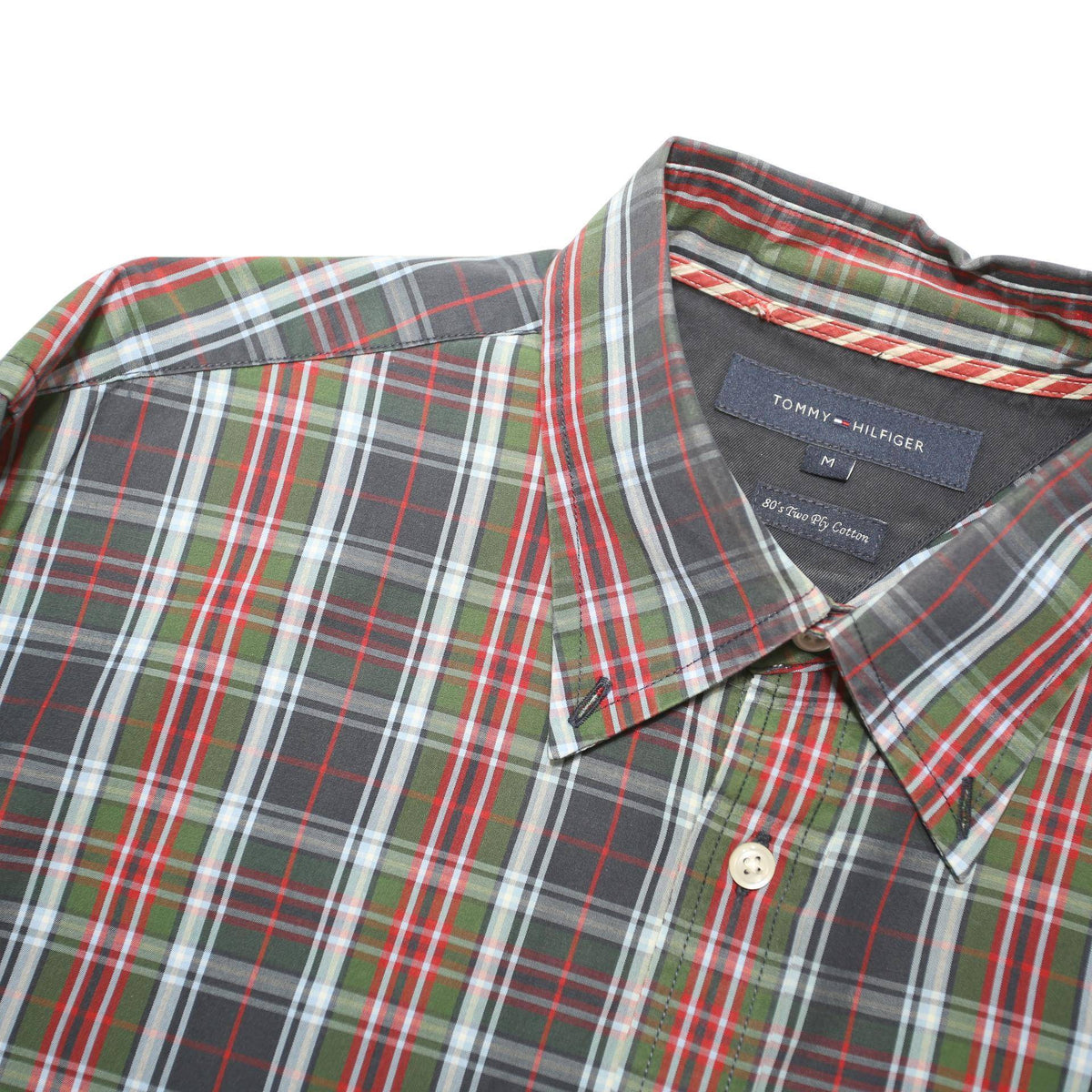 TOMMY HILFIGER Mens Blue Green Red Check Shirt M Cotton Blend Classic Casual