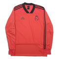 ADIDAS Mens Red & Black Football Shirt Long Sleeve V-Neck Logo Size L