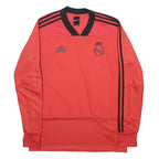 ADIDAS Mens Red & Black Football Shirt Long Sleeve V-Neck Logo Size L