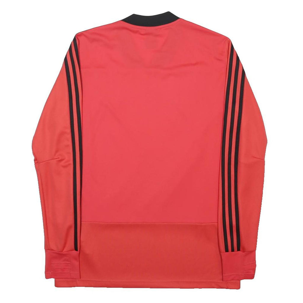ADIDAS Mens Red & Black Football Shirt Long Sleeve V-Neck Logo Size L