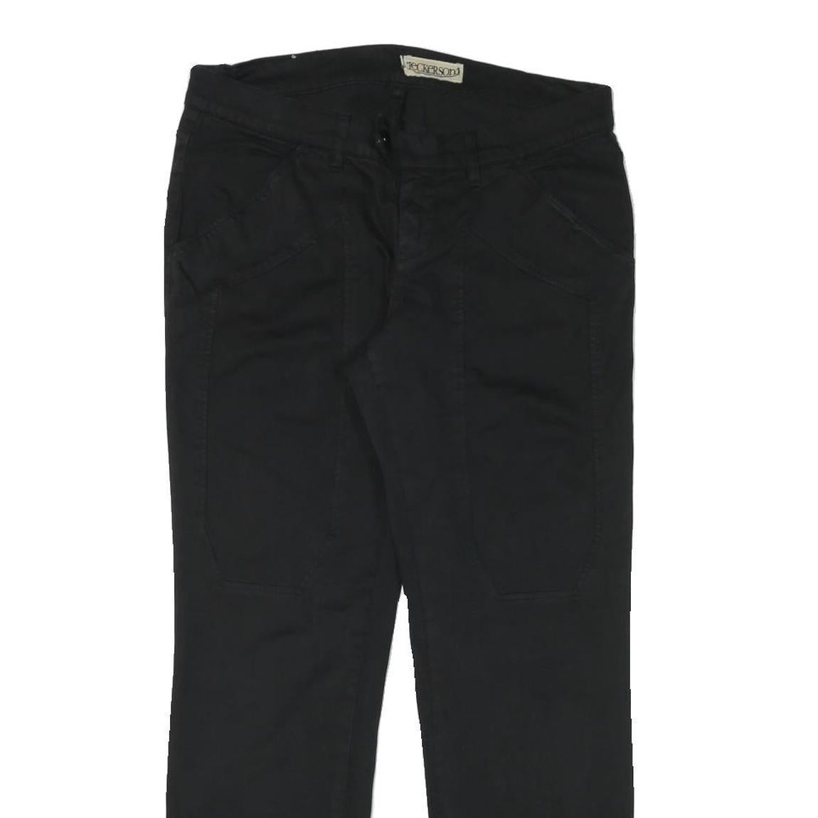 JECKERSON Womens Cotton Blend Black Regular Leg Trousers W30 L28 Zip Closure