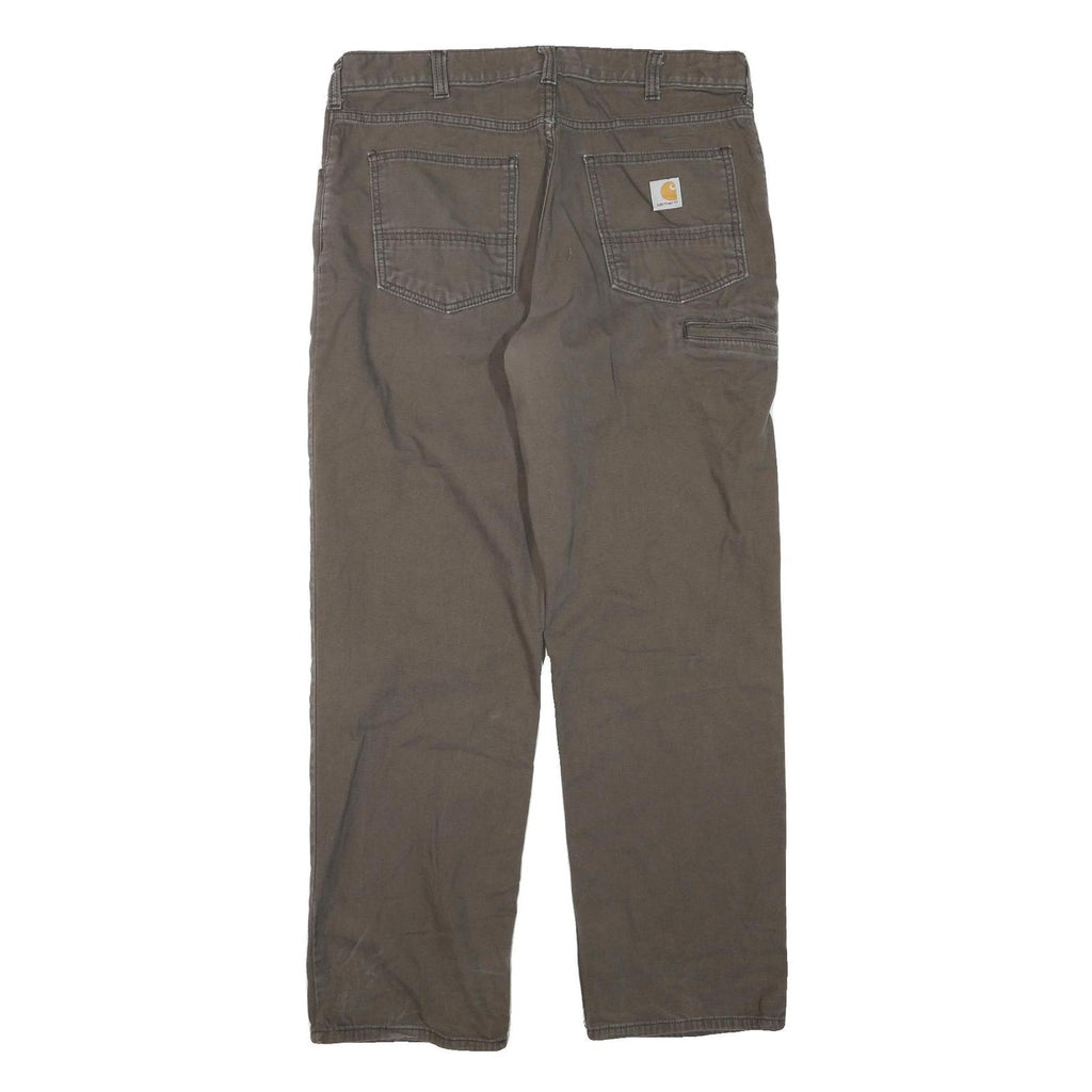CARHARTT Mens Jeans Brown Regular Straight Denim Medium W36 L32 Relaxed Fit Zip