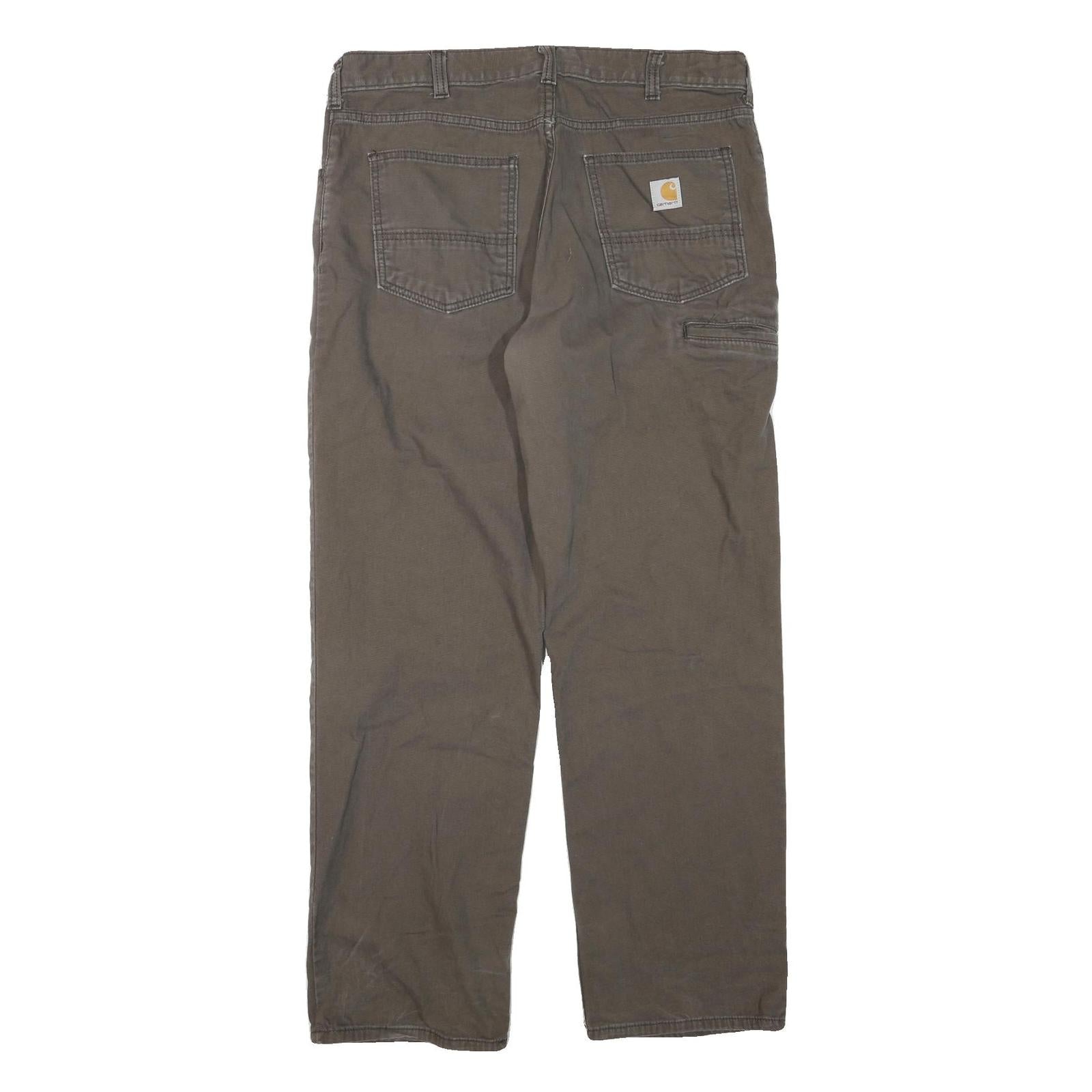 CARHARTT Mens Jeans Brown Regular Straight Denim Medium W36 L32 Relaxed Fit Zip