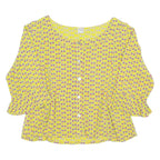 Womens Printed Top Green 3/4 Sleeve Crazy Pattern M