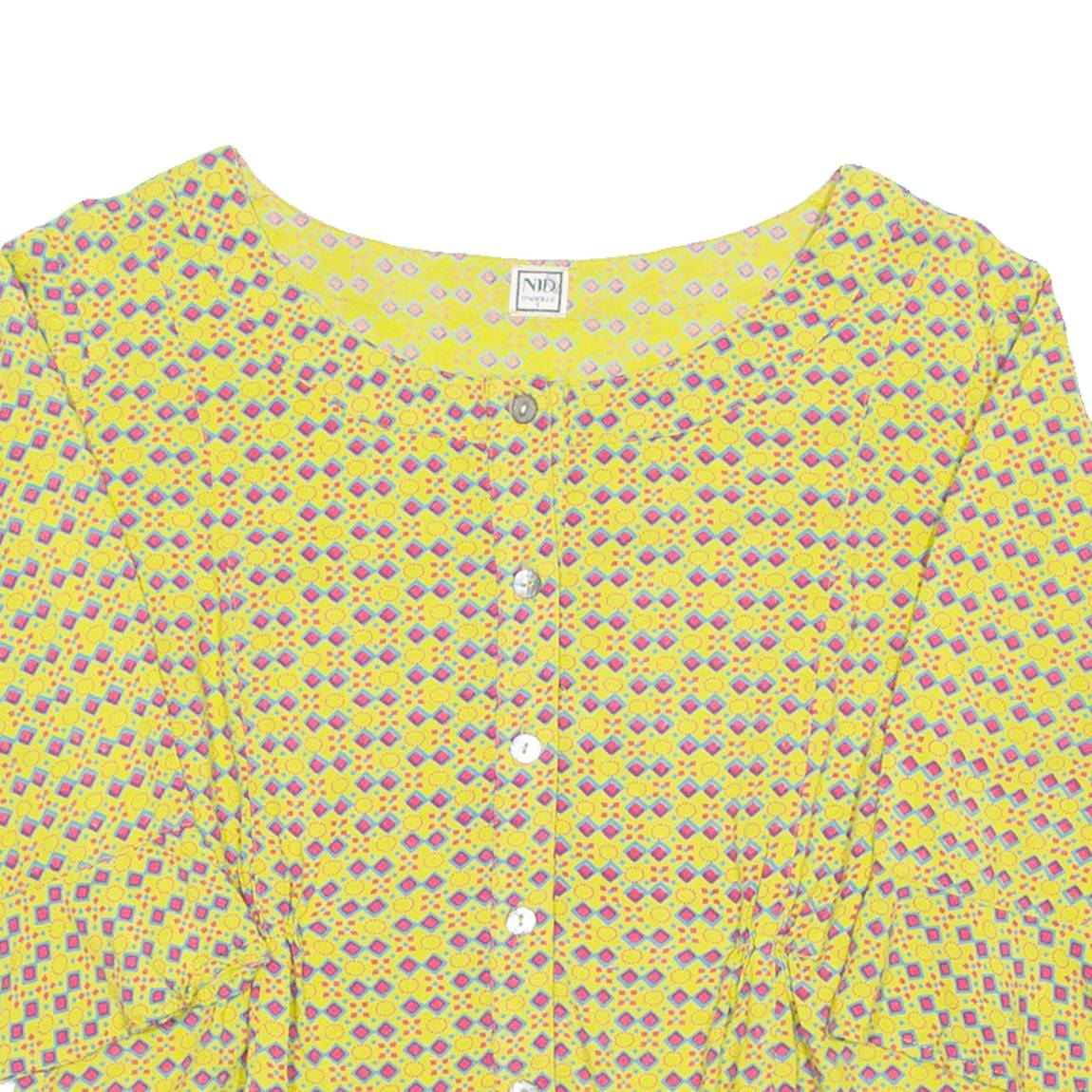 Womens Printed Top Green 3/4 Sleeve Crazy Pattern M