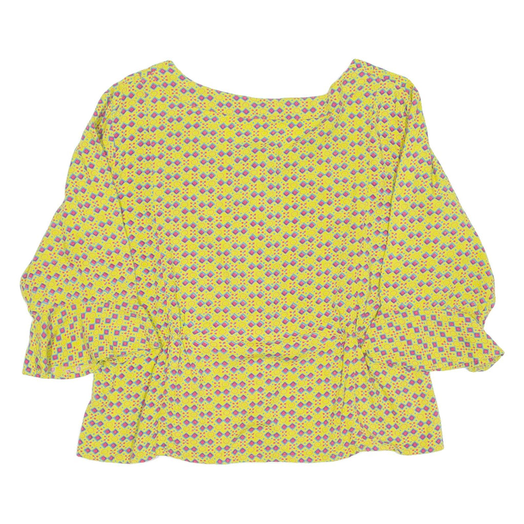 Womens Printed Top Green 3/4 Sleeve Crazy Pattern M