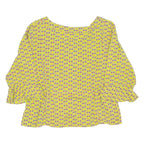 Womens Printed Top Green 3/4 Sleeve Crazy Pattern M