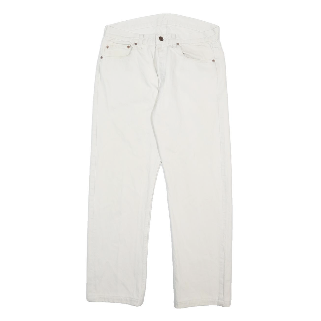 LEVI'S Mens White Regular Straight Denim Raw W31 L27 Button Closure Cotton Jeans