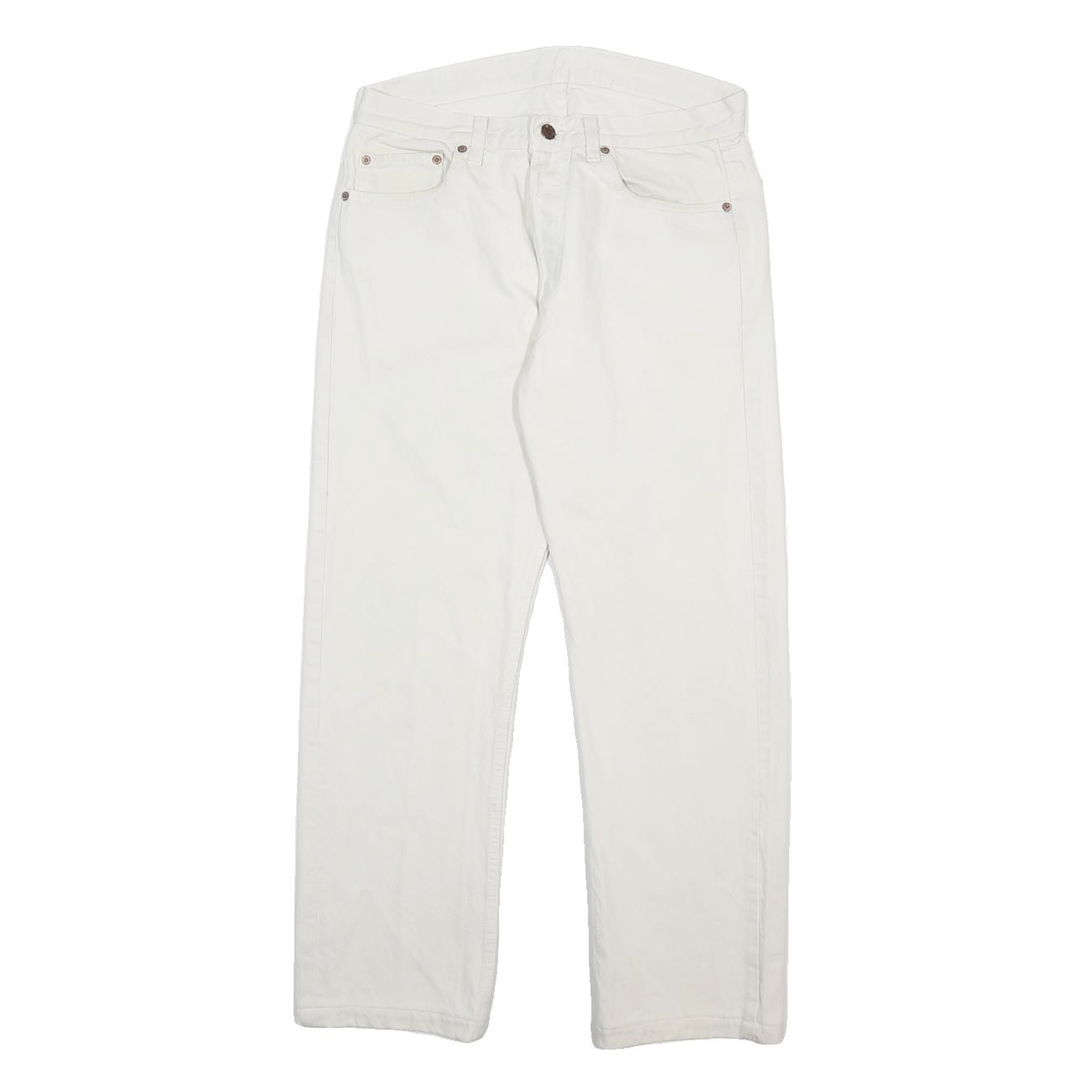 LEVI'S Mens White Regular Straight Denim Raw W31 L27 Button Closure Cotton Jeans