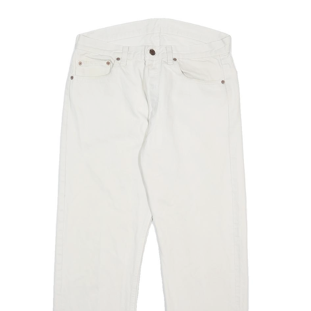 LEVI'S Mens White Regular Straight Denim Raw W31 L27 Button Closure Cotton Jeans