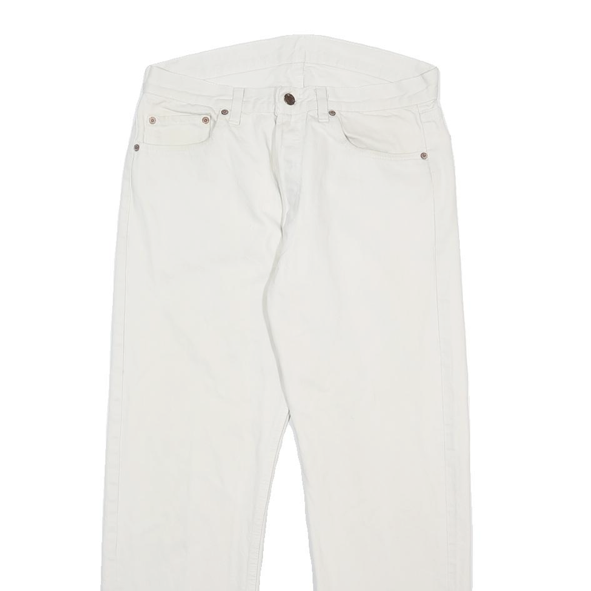 LEVI'S Mens White Regular Straight Denim Raw W31 L27 Button Closure Cotton Jeans