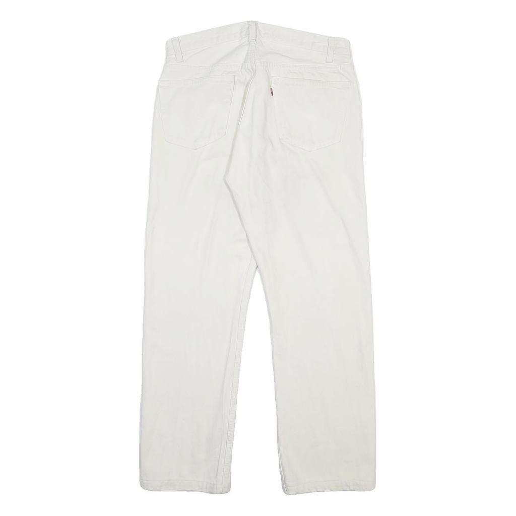 LEVI'S Mens White Regular Straight Denim Raw W31 L27 Button Closure Cotton Jeans