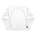 ADIDAS Womens White Sweatshirt Crew Neck UK 12 Blue Piping Casual Sportswear