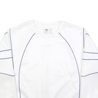 ADIDAS Womens White Sweatshirt Crew Neck UK 12 Blue Piping Casual Sportswear