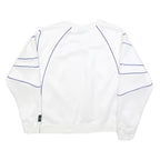 ADIDAS Womens White Sweatshirt Crew Neck UK 12 Blue Piping Casual Sportswear