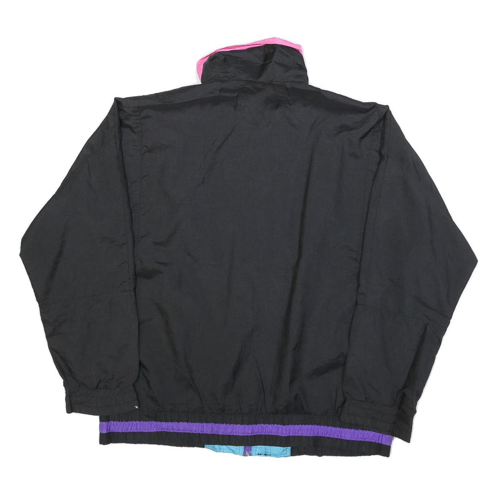 G-4000 Womens Black Pink Purple Zip Jacket L Polyester Plain Sporty Casual