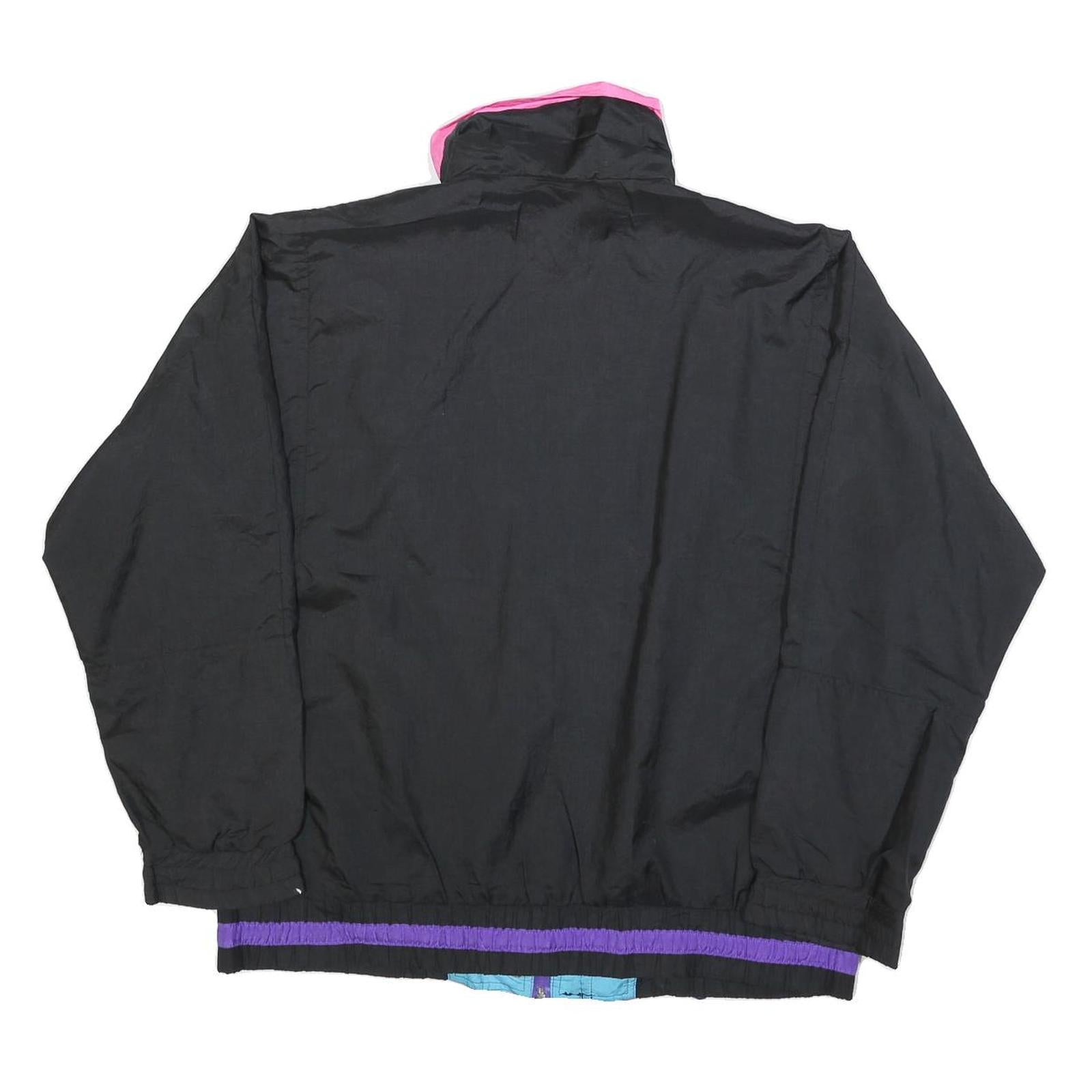 G-4000 Womens Black Pink Purple Zip Jacket L Polyester Plain Sporty Casual