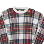TOMMY HILFIGER Mens White Red Check Patterned Cotton Blend Jumper M Classic Crew