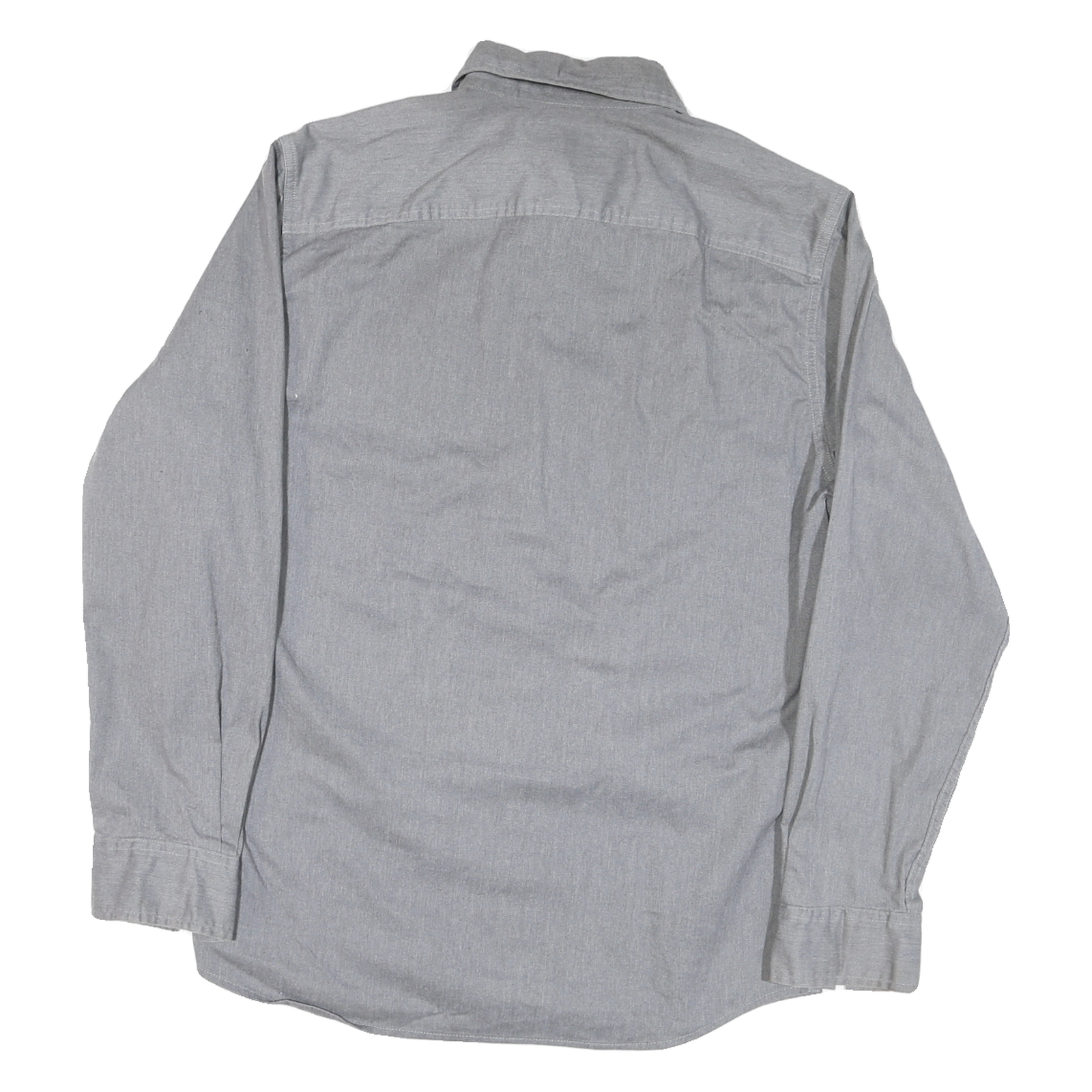 WRANGLER Mens Grey Plain Cotton Blend Shirt M Classic Button-Down Long Sleeve