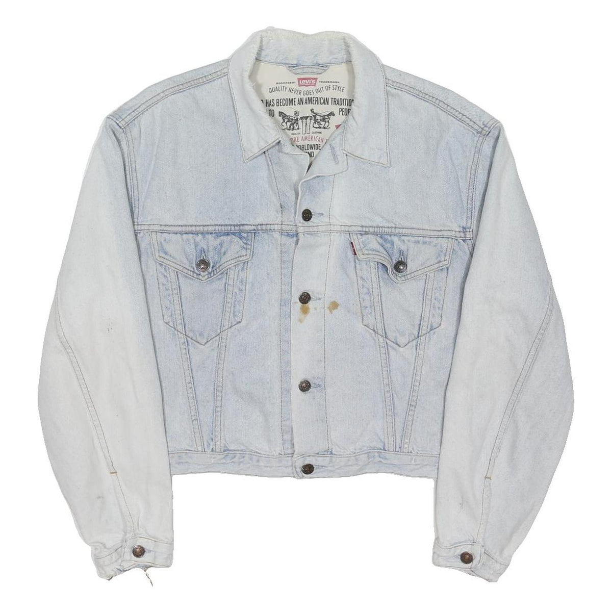 LEVI'S Womens Blue Denim Jacket L Cotton Blend Button Plain Lightweight Casual
