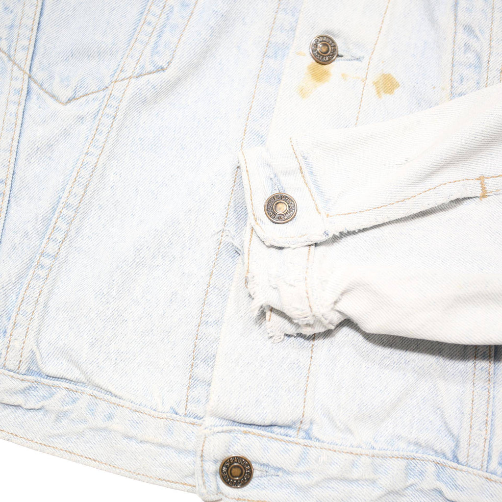 LEVI'S Womens Blue Denim Jacket L Cotton Blend Button Plain Lightweight Casual