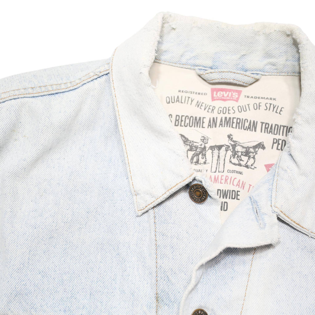 LEVI'S Womens Blue Denim Jacket L Cotton Blend Button Plain Lightweight Casual