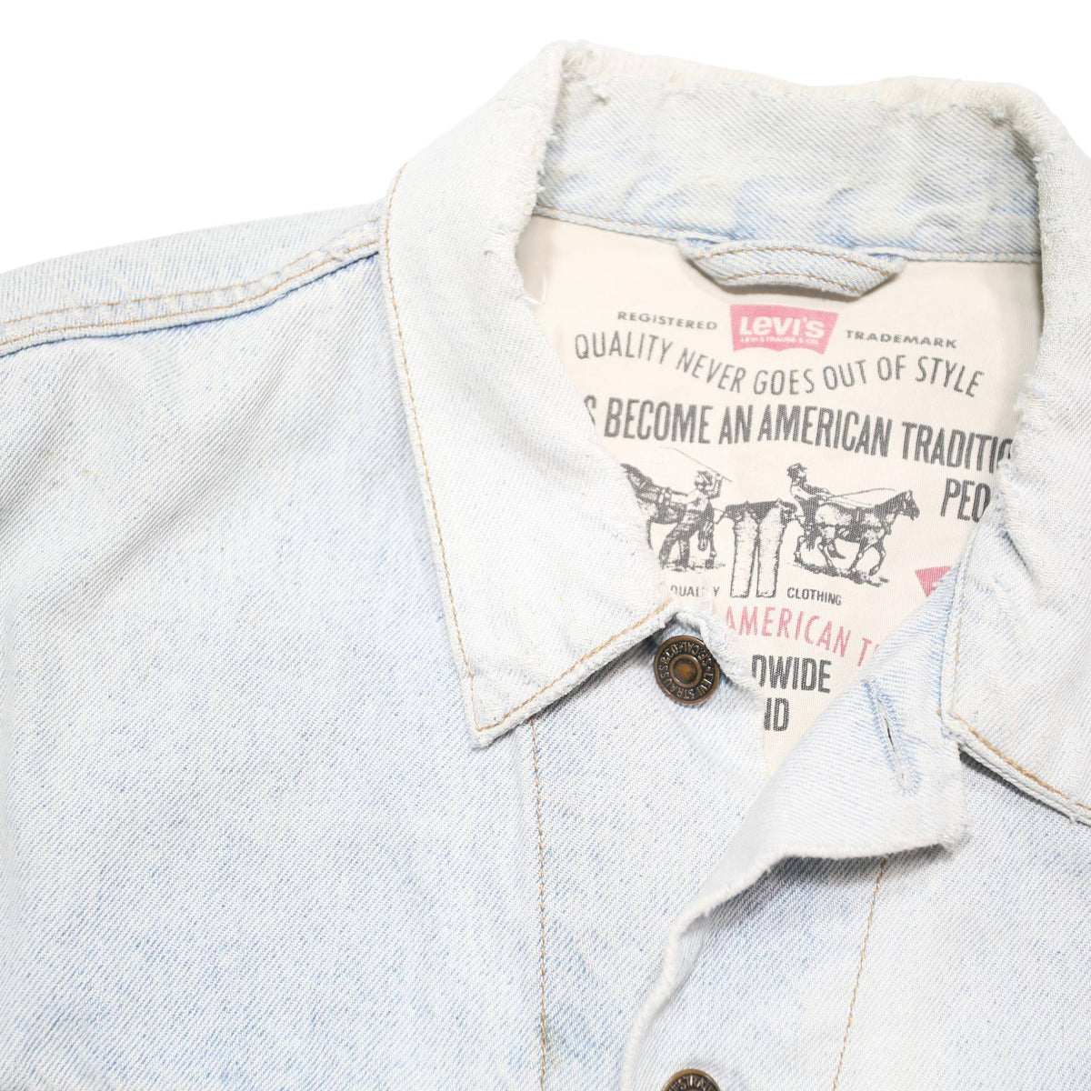 LEVI'S Womens Blue Denim Jacket L Cotton Blend Button Plain Lightweight Casual