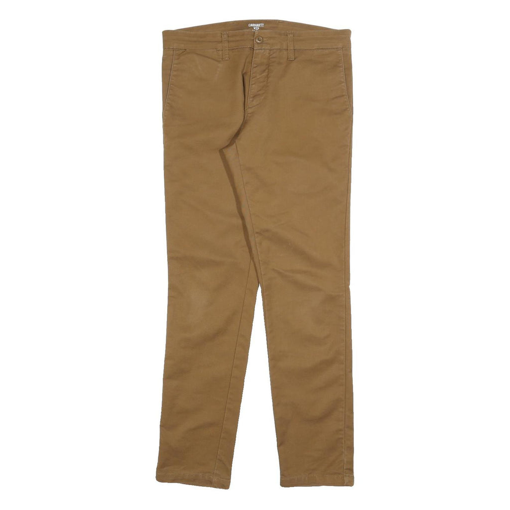 CARHARTT Mens Slim Fit Brown Cotton Blend Trousers W31 L32 Casual Workwear