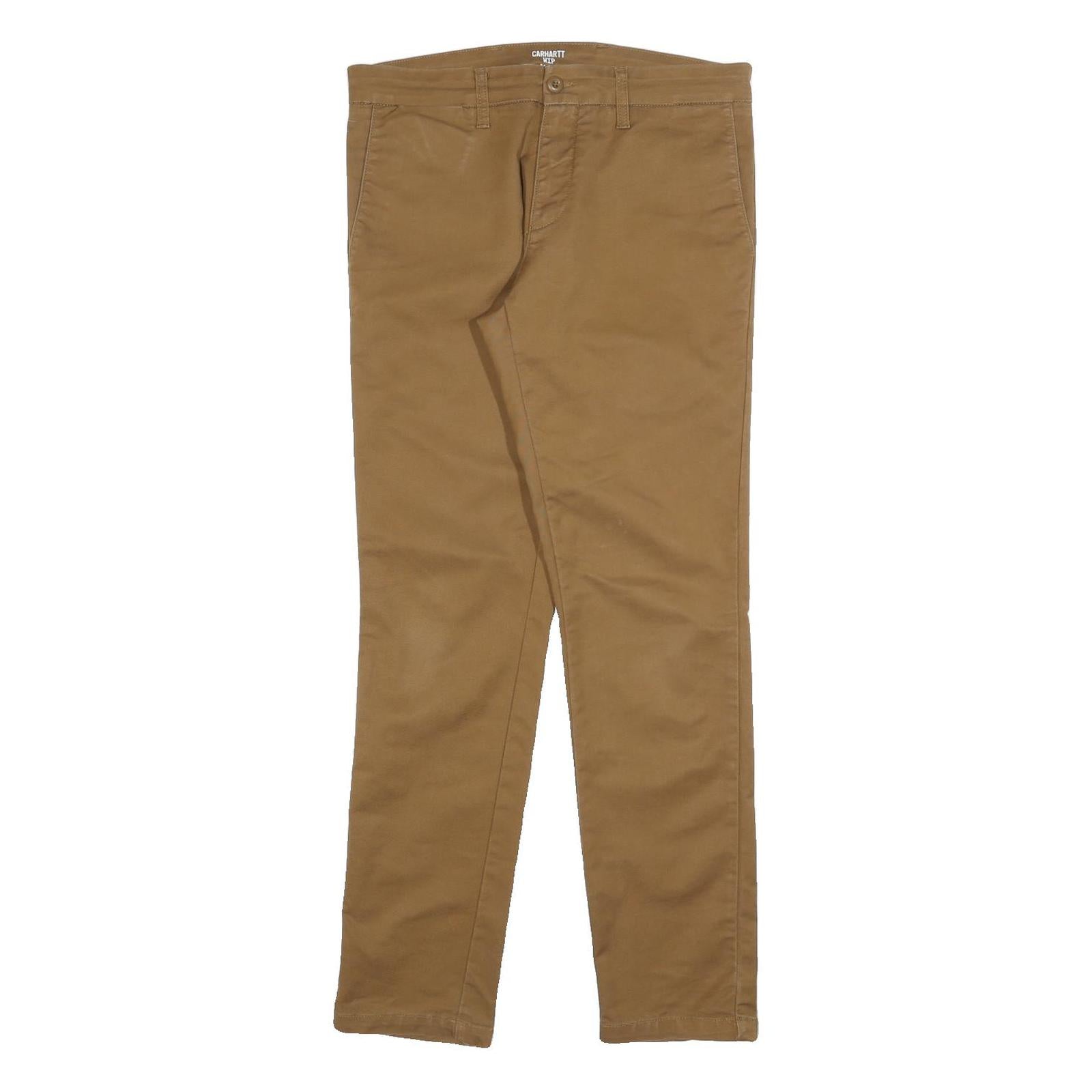 CARHARTT Mens Slim Fit Brown Cotton Blend Trousers W31 L32 Casual Workwear