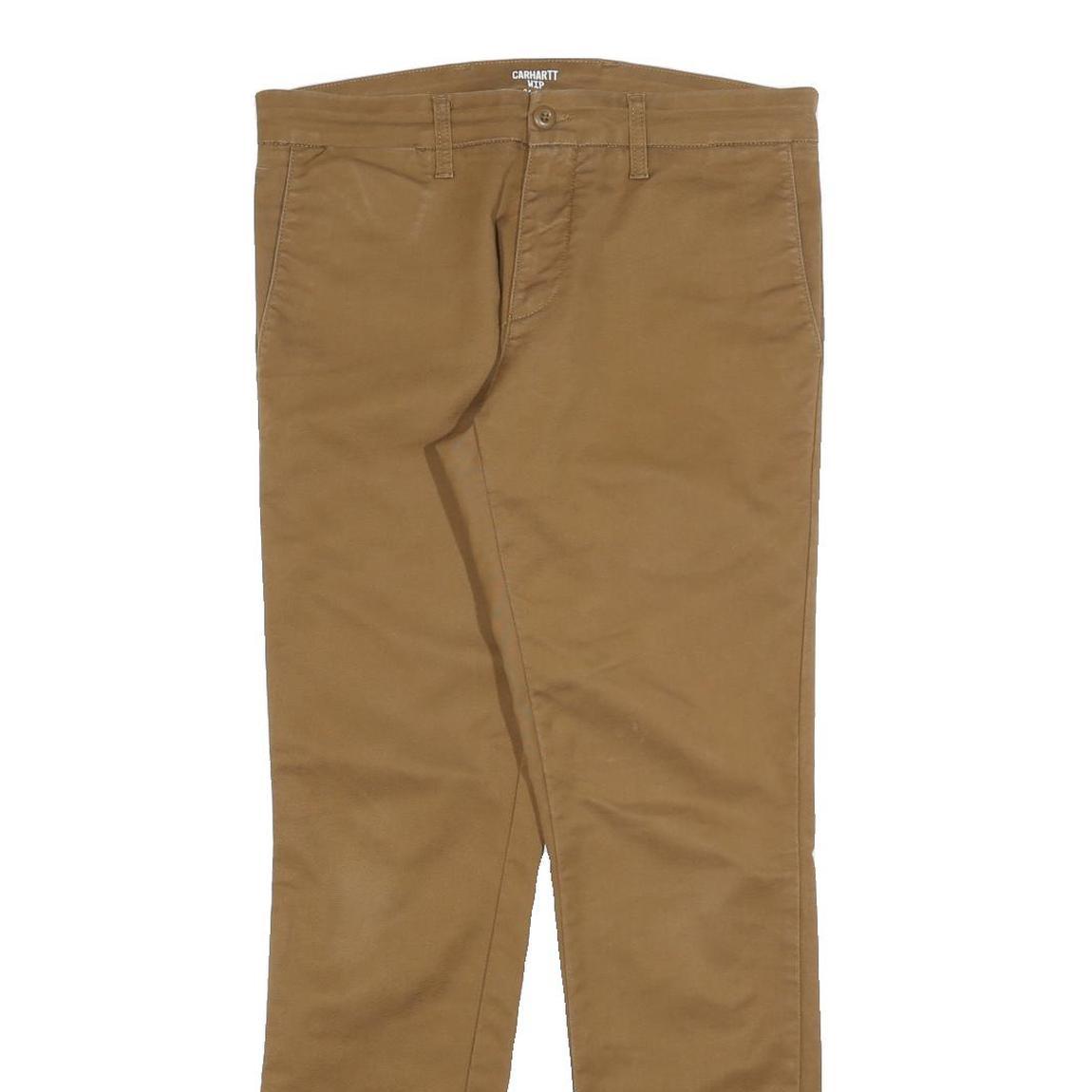 CARHARTT Mens Slim Fit Brown Cotton Blend Trousers W31 L32 Casual Workwear