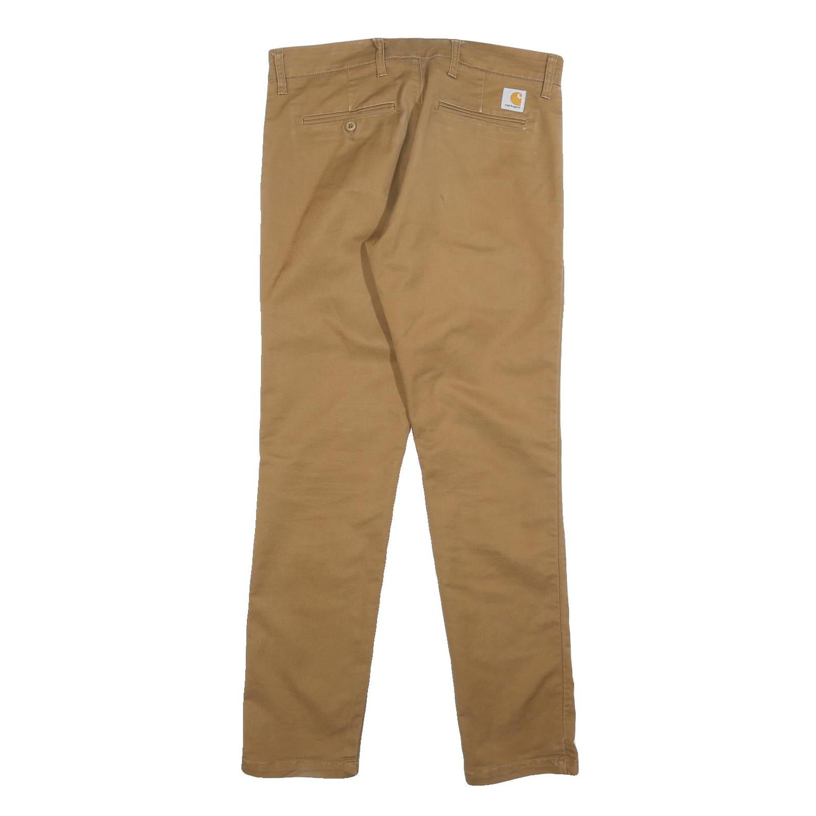 CARHARTT Mens Slim Fit Brown Cotton Blend Trousers W31 L32 Casual Workwear