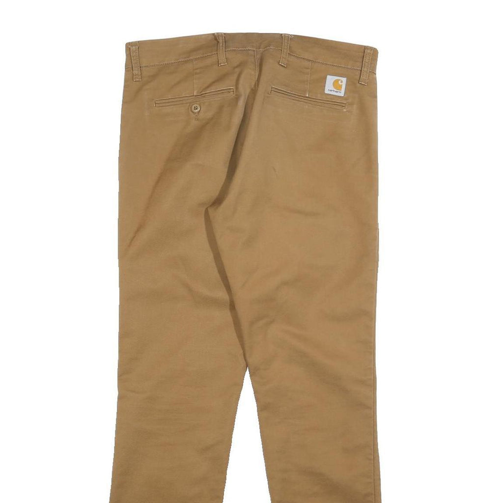 CARHARTT Mens Slim Fit Brown Cotton Blend Trousers W31 L32 Casual Workwear
