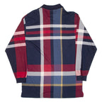 CHAPS RALPH LAUREN Mens Polo Shirt Blue Check Long Sleeve L