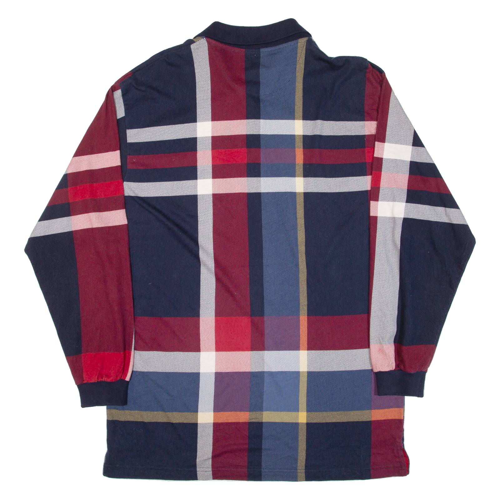 CHAPS RALPH LAUREN Mens Polo Shirt Blue Check Long Sleeve L