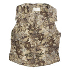 ASAI Womens Beige Floral Print Vest Sleeveless Button Neck S Stylish Summer