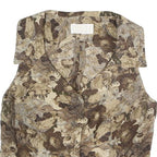 ASAI Womens Beige Floral Print Vest Sleeveless Button Neck S Stylish Summer