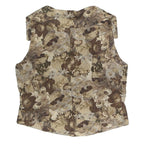 ASAI Womens Beige Floral Print Vest Sleeveless Button Neck S Stylish Summer