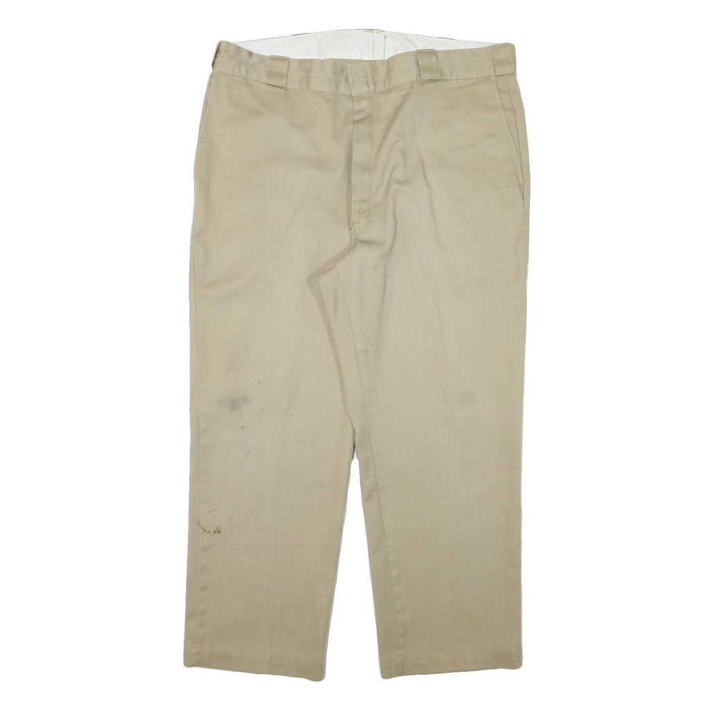 DICKIES Mens Regular Fit Beige Cotton Blend Trousers W38 L26 Zip Closure Classic